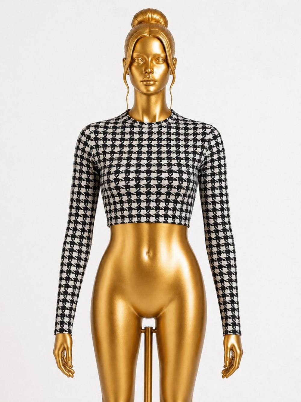 Stylish Black and White Houndstooth Women's Top reversible
